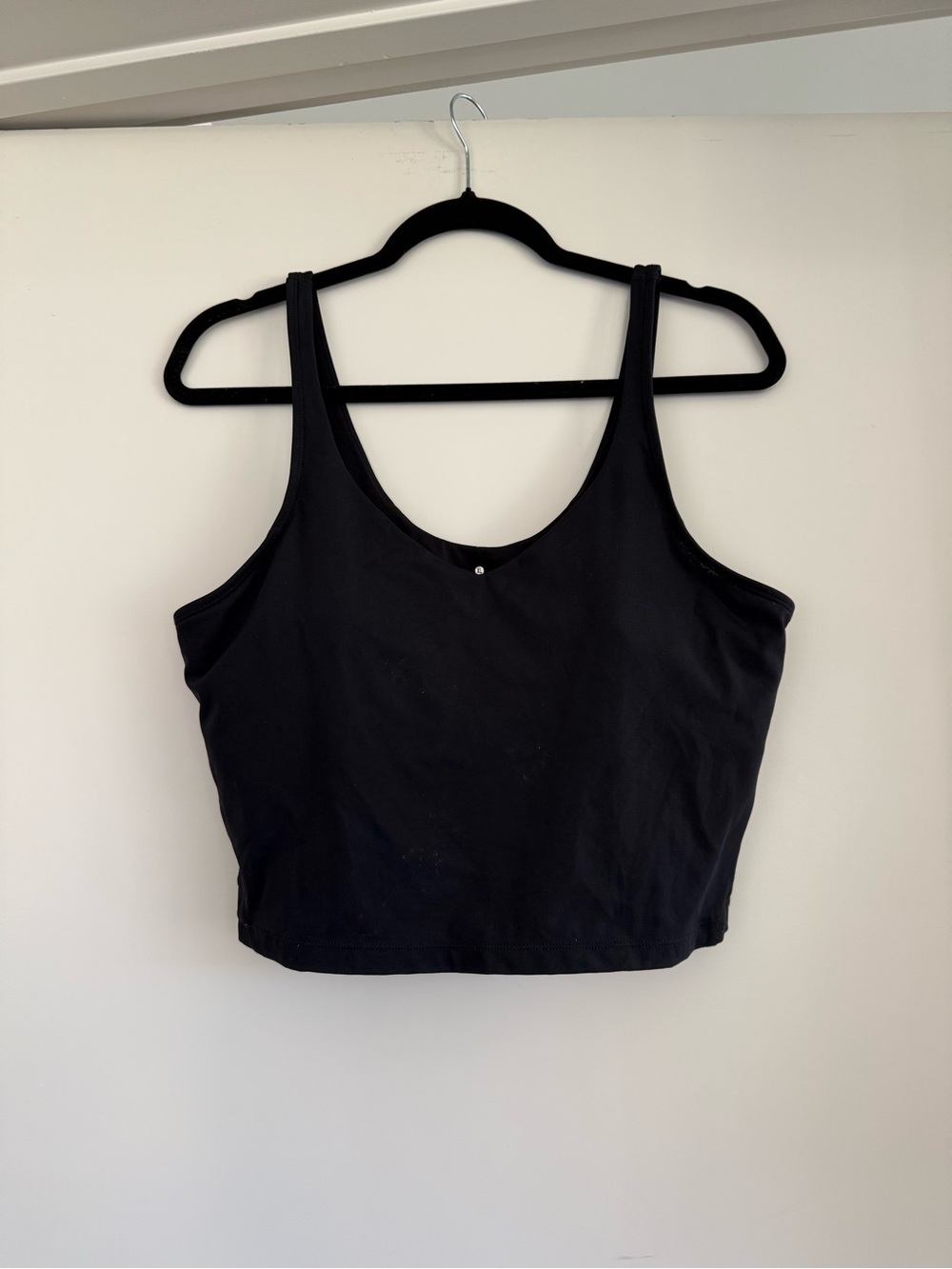 Black Longline Cropped Sports Bra Tank XL Removable Cups